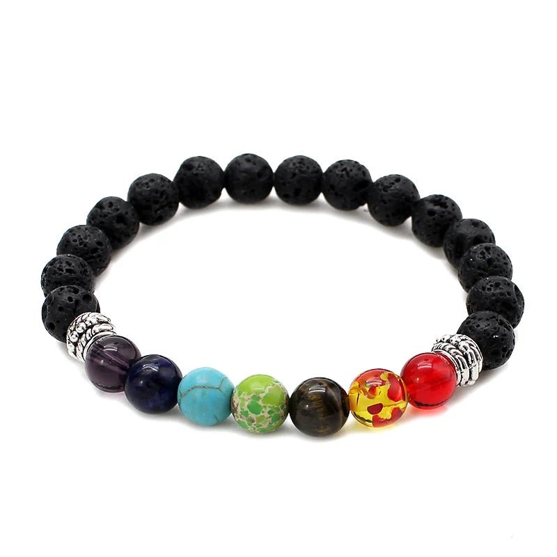 7 Chakra Healing Beaded Bracelet with Natural Lava Precious Stones [SELECTION] - ALOE WINGS STORE