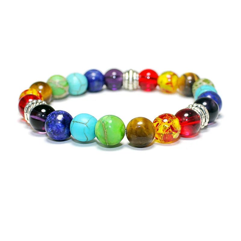 7 Chakra Healing Beaded Bracelet with Natural Lava Precious Stones [SELECTION]-ALOE WINGS STORE