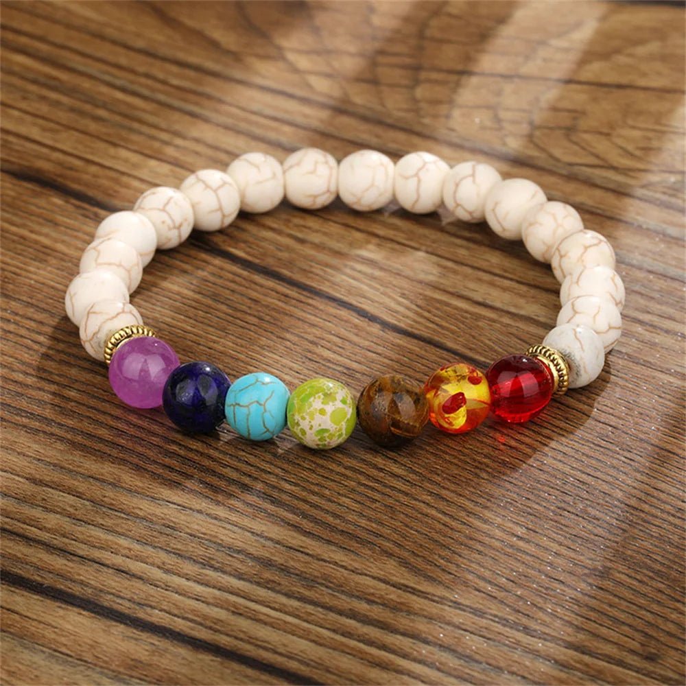 7 Chakra Healing Beaded Bracelet with Natural Lava Precious Stones [SELECTION]-ALOE WINGS STORE