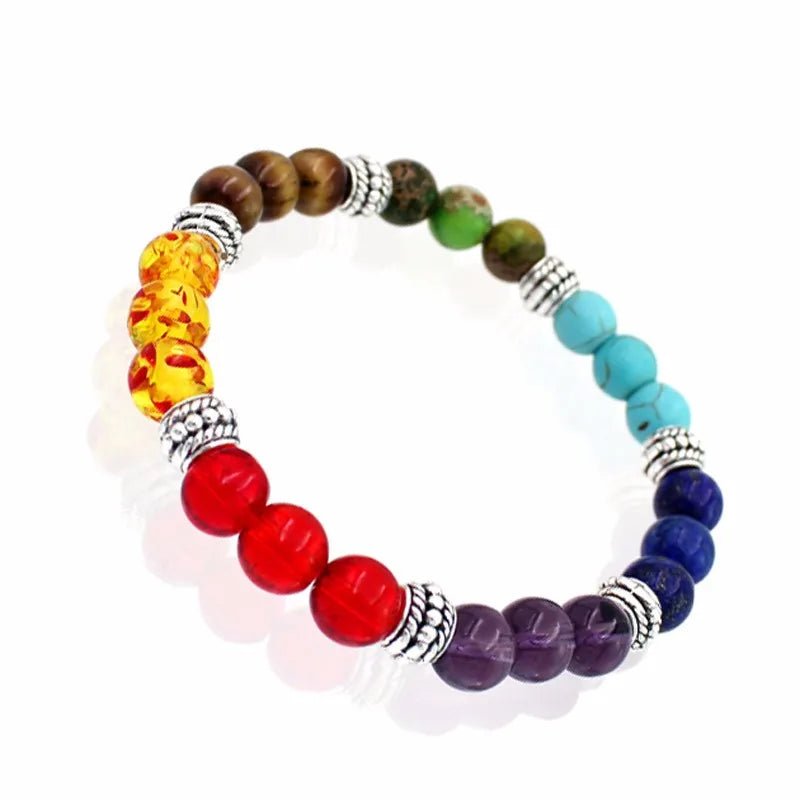 7 Chakra Healing Beaded Bracelet with Natural Lava Precious Stones [SELECTION]-ALOE WINGS STORE