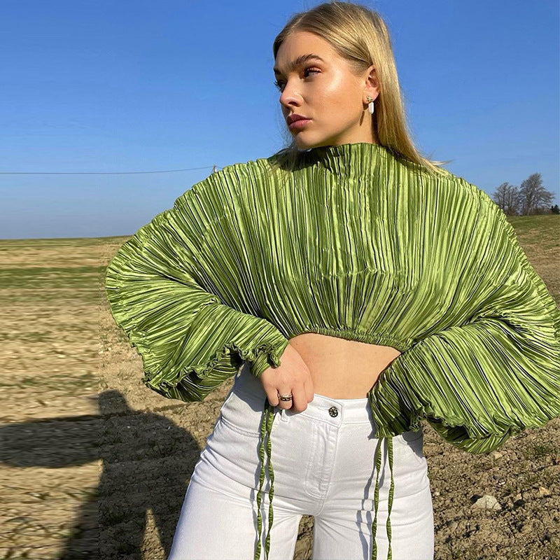 Stylish and Casual Women's Loose-Fit Crop Top with Flexible Sleeves - ALOE WINGS STORE