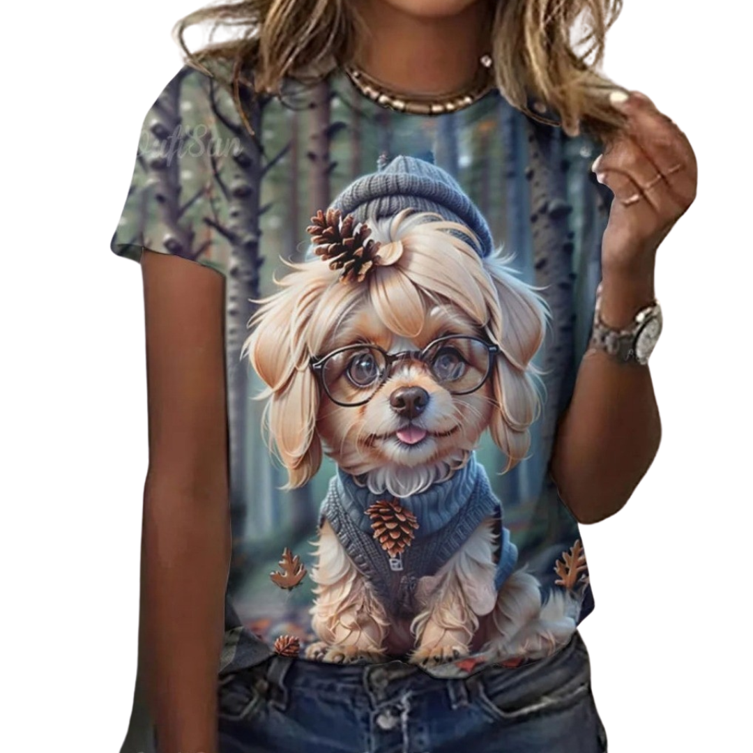 Women's Fashion Cute Dog Print Harajuku Style Kawaii T-Shirt SELECTION