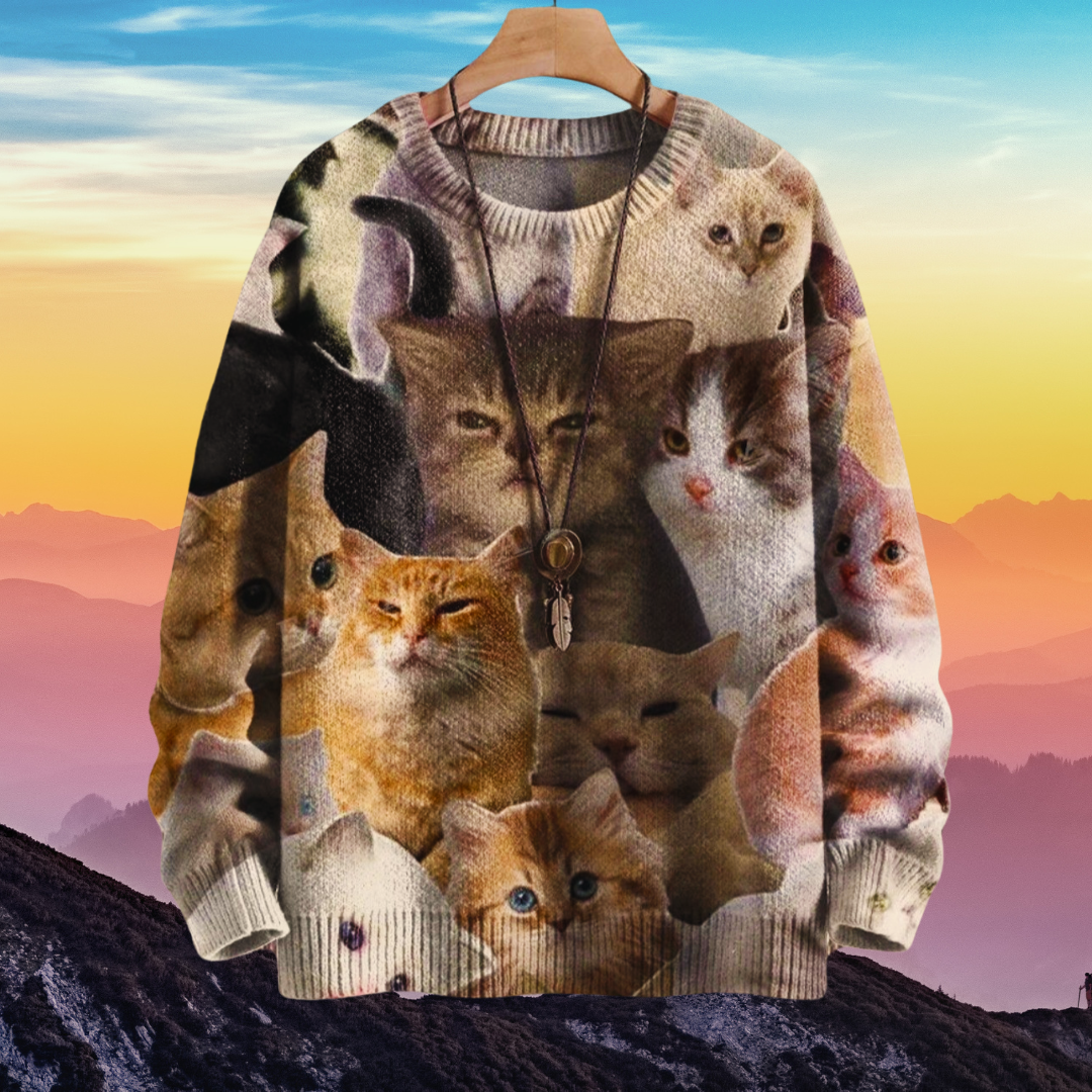 Chic & Adorable Artistic Cat Sweater Collection