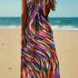 Women's Bohemian Marble Print Maxi Dresses – Sleeveless Loose A-Line Beach Resort Dresses