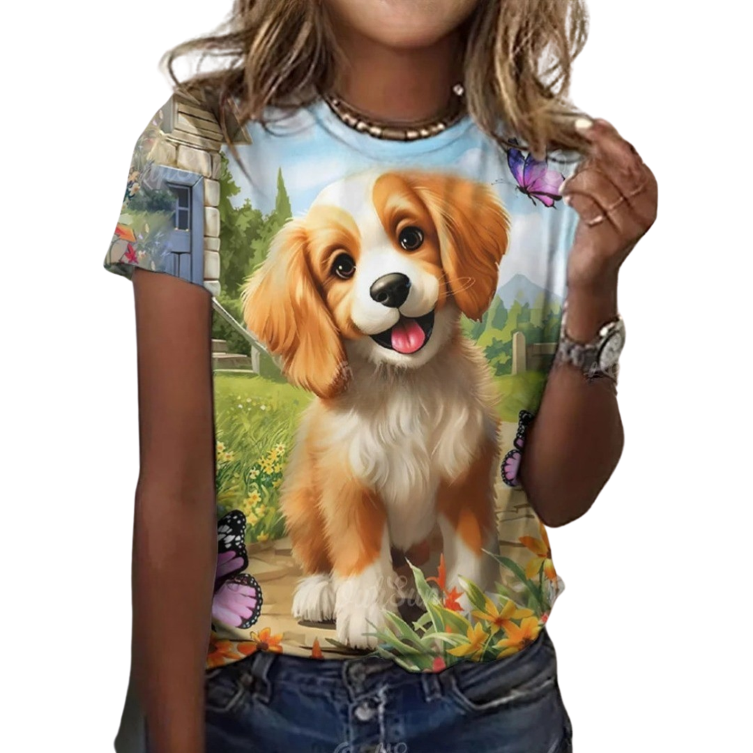 Women's Fashion Cute Dog Print Harajuku Style Kawaii T-Shirt SELECTION