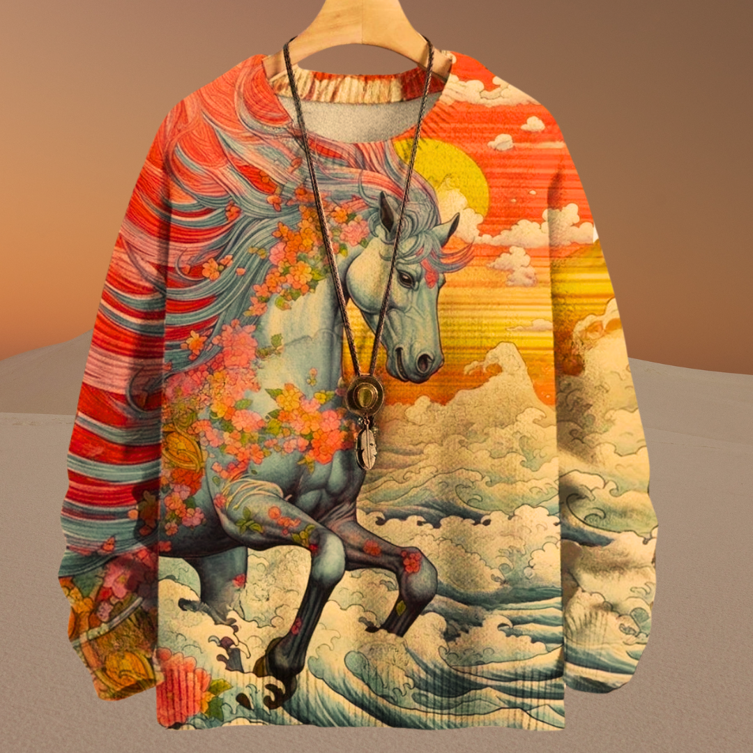 Oriental Animal Art Colourful Sweater SELECTION (Size: XS to 7XL)