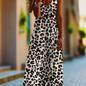 Women's Bohemian Marble Print Maxi Dresses – Sleeveless Loose A-Line Beach Resort Dresses