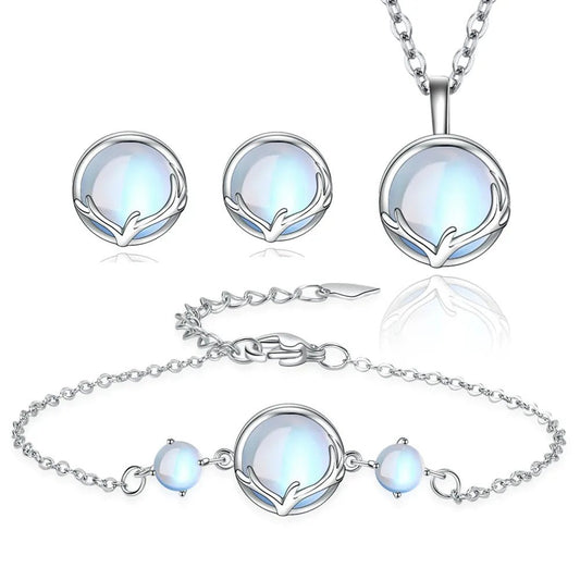 925 Sterling Silver Round Crystal Jewellery Sets SELECTION-ALOE WINGS STORE