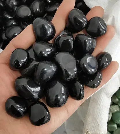 Powerful black tourmaline tumbled stones for protection and purification