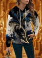 Luxury gold feather 3D print hoodie for women