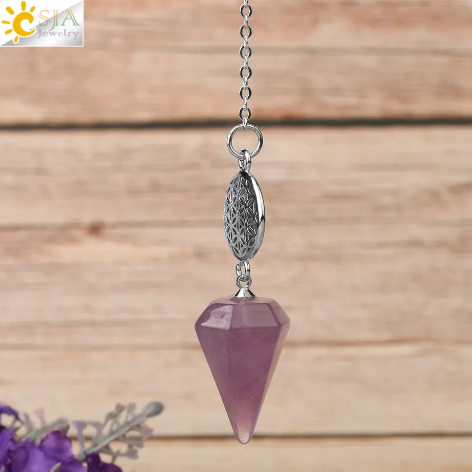 Natural Gemstones Spiritual Flower Pendulum / Pendant SELECTION - ALOE WINGS STORE