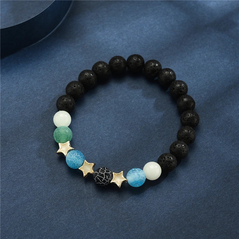 Luminous 'Glow In The Dark' Night Sky and Other Patterns Natural Volcanic Stone Bracelets SELECTION-ALOE WINGS STORE