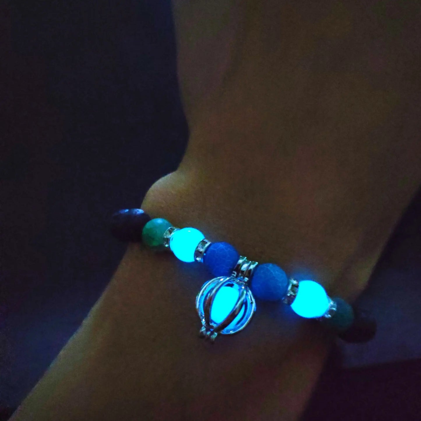 Luminous 'Glow In The Dark' Night Sky and Other Patterns Natural Volcanic Stone Bracelets SELECTION - ALOE WINGS STORE