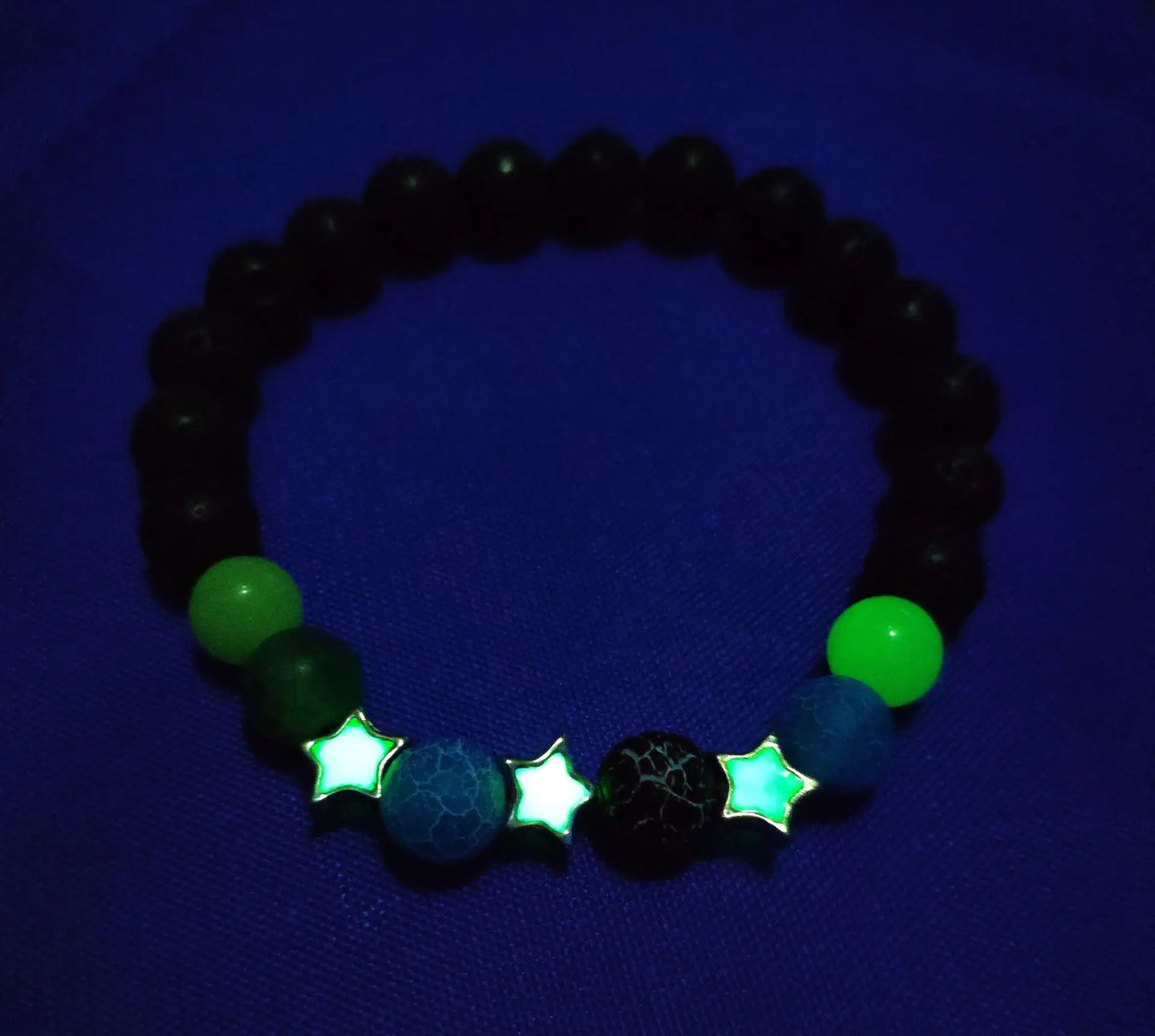 Luminous 'Glow In The Dark' Night Sky and Other Patterns Natural Volcanic Stone Bracelets SELECTION - ALOE WINGS STORE