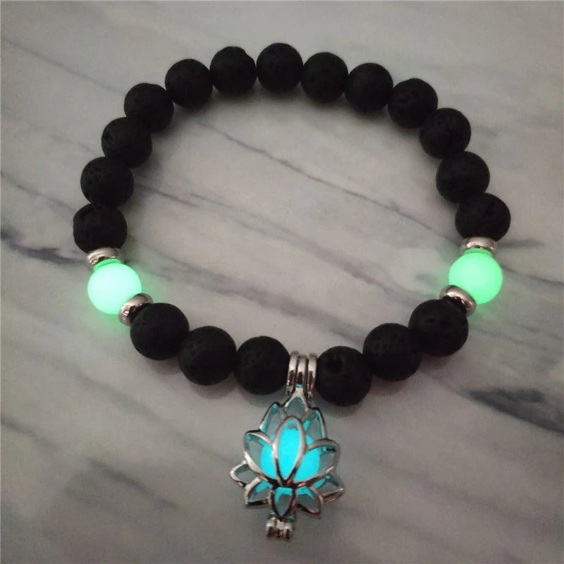 Luminous 'Glow In The Dark' Night Sky and Other Patterns Natural Volcanic Stone Bracelets SELECTION - ALOE WINGS STORE