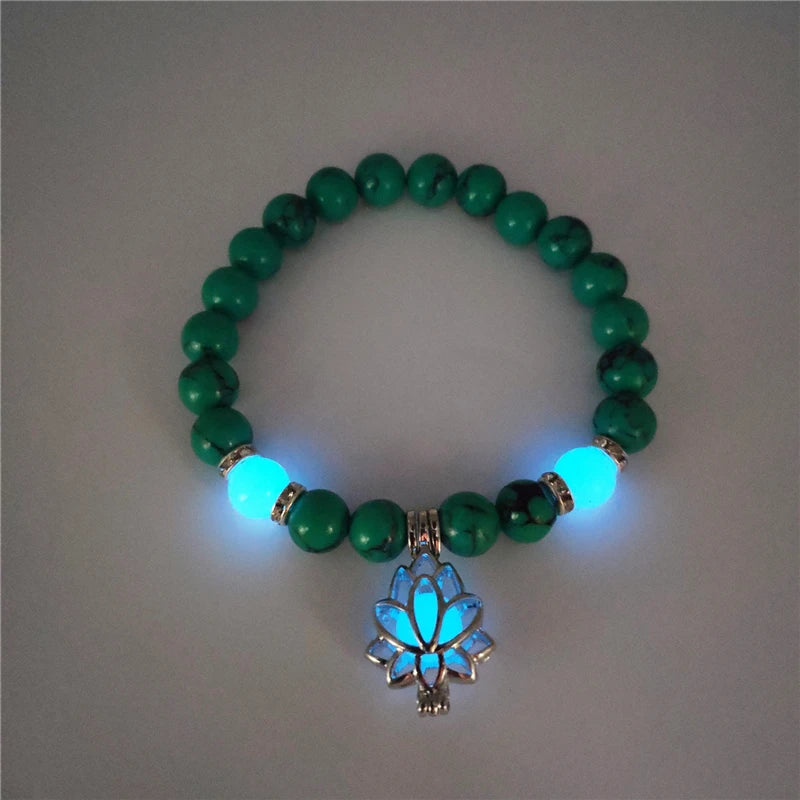 Luminous 'Glow In The Dark' Night Sky and Other Patterns Natural Volcanic Stone Bracelets SELECTION - ALOE WINGS STORE