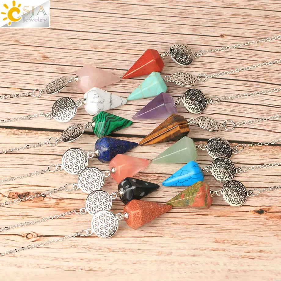 Natural Gemstones Spiritual Flower Pendulum / Pendant SELECTION - ALOE WINGS STORE