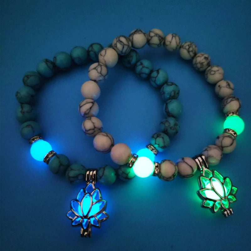 Luminous 'Glow In The Dark' Night Sky and Other Patterns Natural Volcanic Stone Bracelets SELECTION-ALOE WINGS STORE