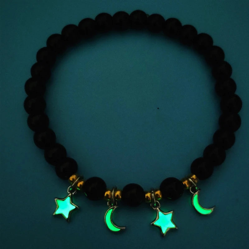 Luminous 'Glow In The Dark' Night Sky and Other Patterns Natural Volcanic Stone Bracelets SELECTION - ALOE WINGS STORE