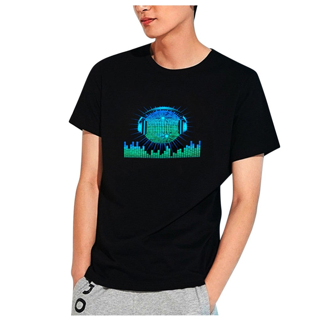 🤩Sound-Activated LED Party T-Shirt – Light-Up Short Sleeve Disco T-Shirt