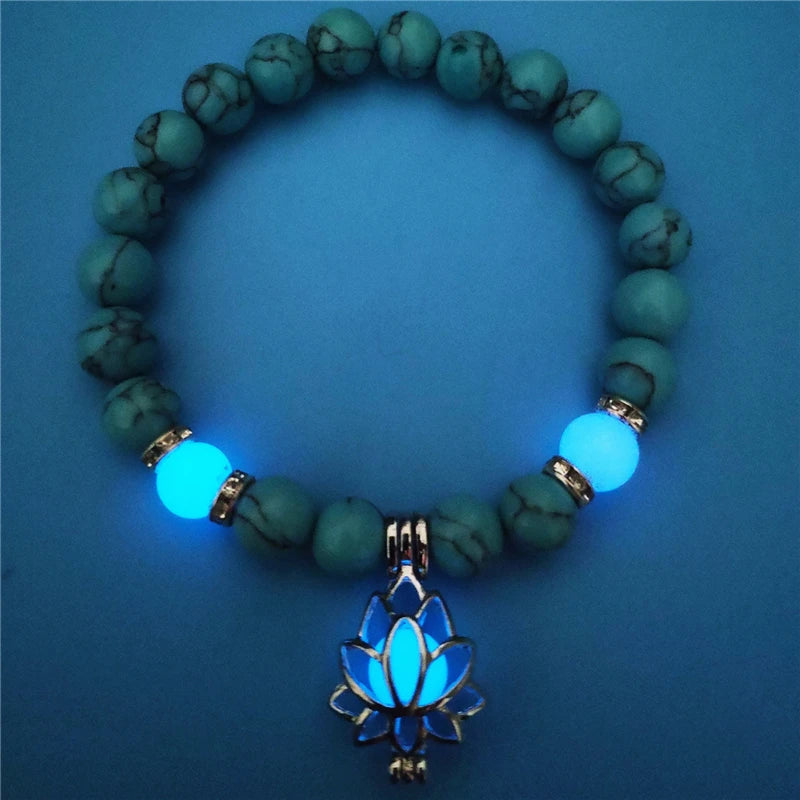 Luminous 'Glow In The Dark' Night Sky and Other Patterns Natural Volcanic Stone Bracelets SELECTION - ALOE WINGS STORE