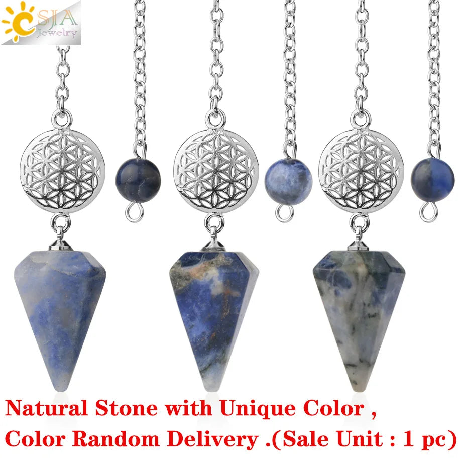 Natural Gemstones Spiritual Flower Pendulum / Pendant SELECTION - ALOE WINGS STORE