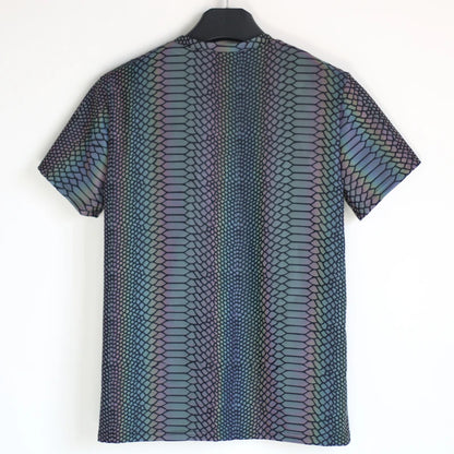 Reflective Snake Print T-Shirt – Glow-in-the-Dark Rainbow Colour Streetwear for Night Visibility