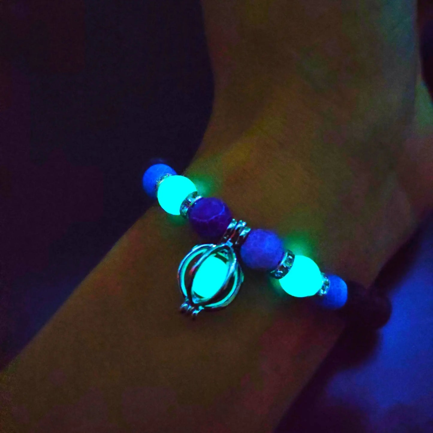 Luminous 'Glow In The Dark' Night Sky and Other Patterns Natural Volcanic Stone Bracelets SELECTION-ALOE WINGS STORE