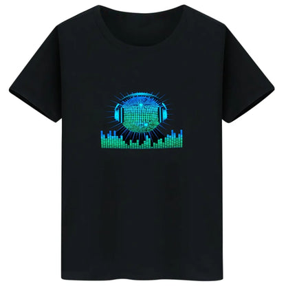 🤩Sound-Activated LED Party T-Shirt – Light-Up Short Sleeve Disco T-Shirt