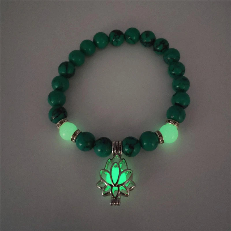 Luminous 'Glow In The Dark' Night Sky and Other Patterns Natural Volcanic Stone Bracelets SELECTION - ALOE WINGS STORE