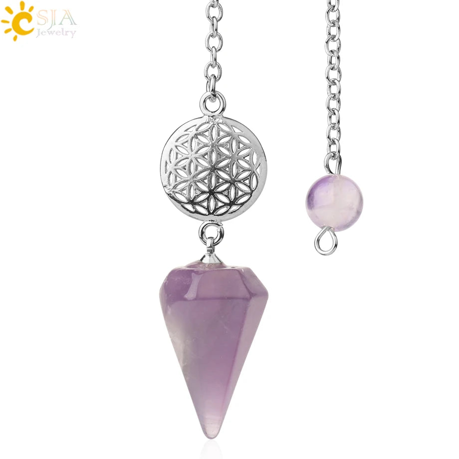 Natural Gemstones Spiritual Flower Pendulum / Pendant SELECTION - ALOE WINGS STORE