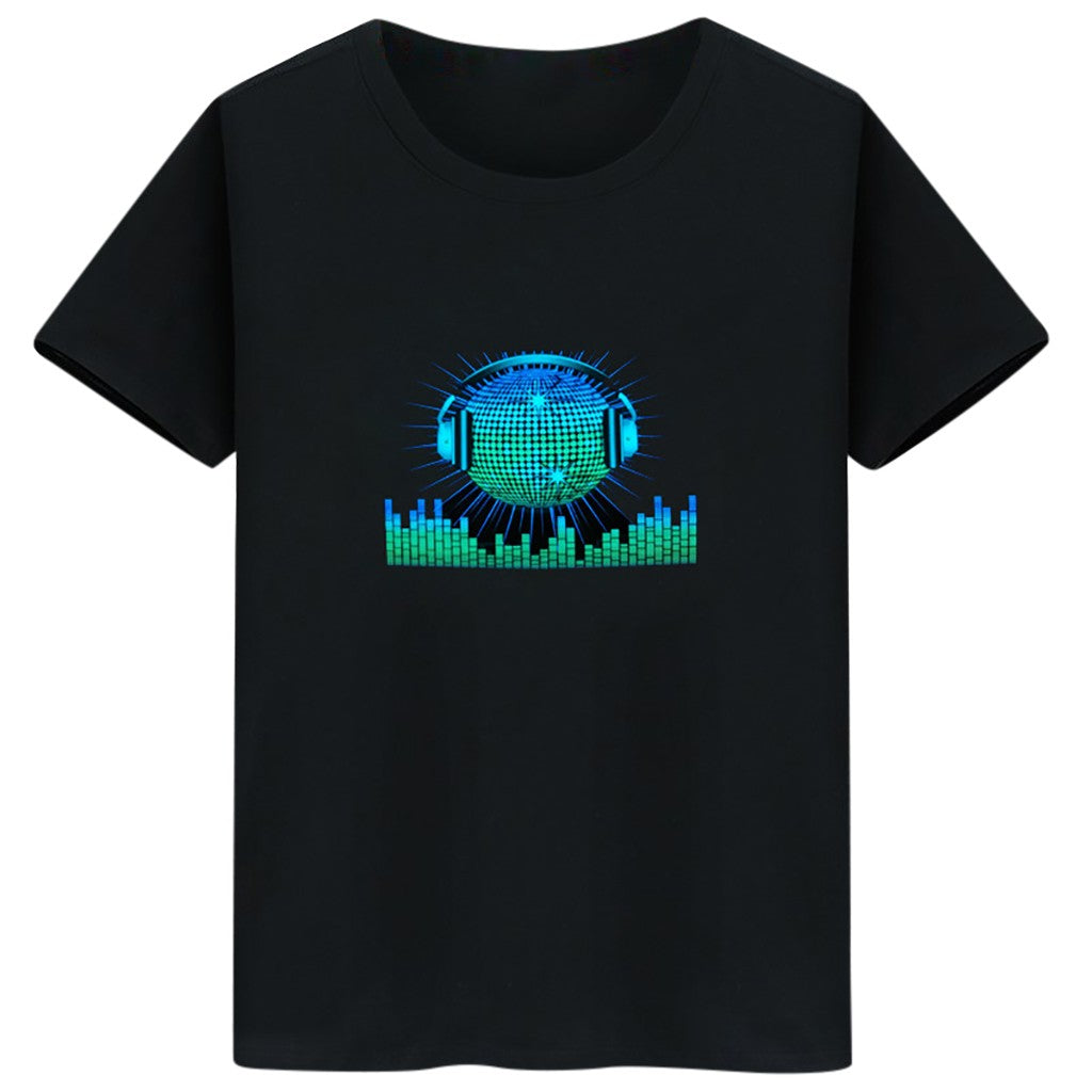 🤩Sound-Activated LED Party T-Shirt – Light-Up Short Sleeve Disco T-Shirt
