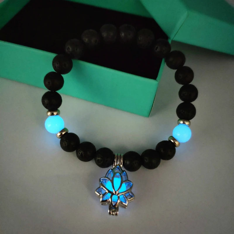 Luminous 'Glow In The Dark' Night Sky and Other Patterns Natural Volcanic Stone Bracelets SELECTION - ALOE WINGS STORE