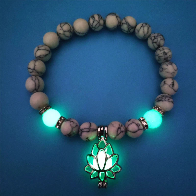 Luminous 'Glow In The Dark' Night Sky and Other Patterns Natural Volcanic Stone Bracelets SELECTION - ALOE WINGS STORE