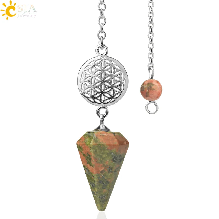 Natural Gemstones Spiritual Flower Pendulum / Pendant SELECTION - ALOE WINGS STORE