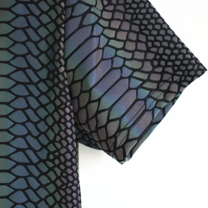 Reflective Snake Print T-Shirt – Glow-in-the-Dark Rainbow Colour Streetwear for Night Visibility