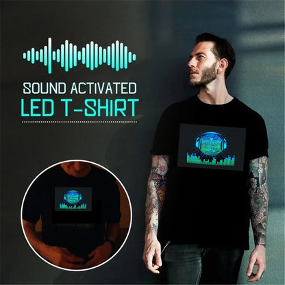 🤩Sound-Activated LED Party T-Shirt – Light-Up Short Sleeve Disco T-Shirt