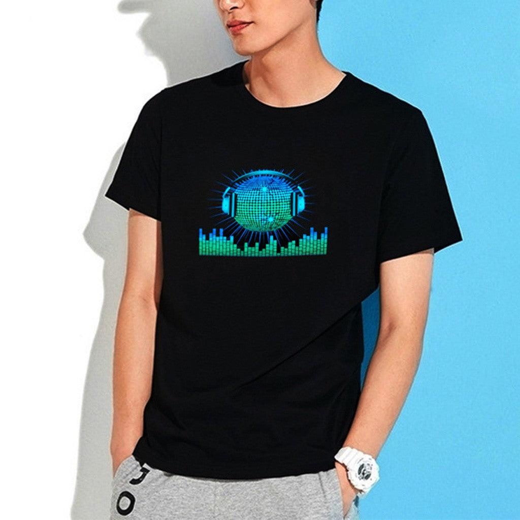 🤩Sound-Activated LED Party T-Shirt – Light-Up Short Sleeve Disco T-Shirt