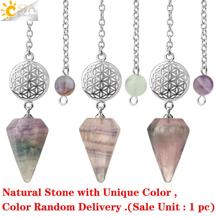 Natural Gemstones Spiritual Flower Pendulum / Pendant SELECTION - ALOE WINGS STORE