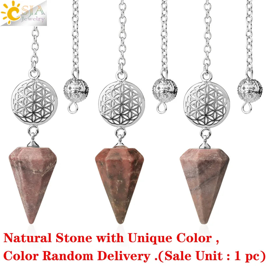 Natural Gemstones Spiritual Flower Pendulum / Pendant SELECTION - ALOE WINGS STORE