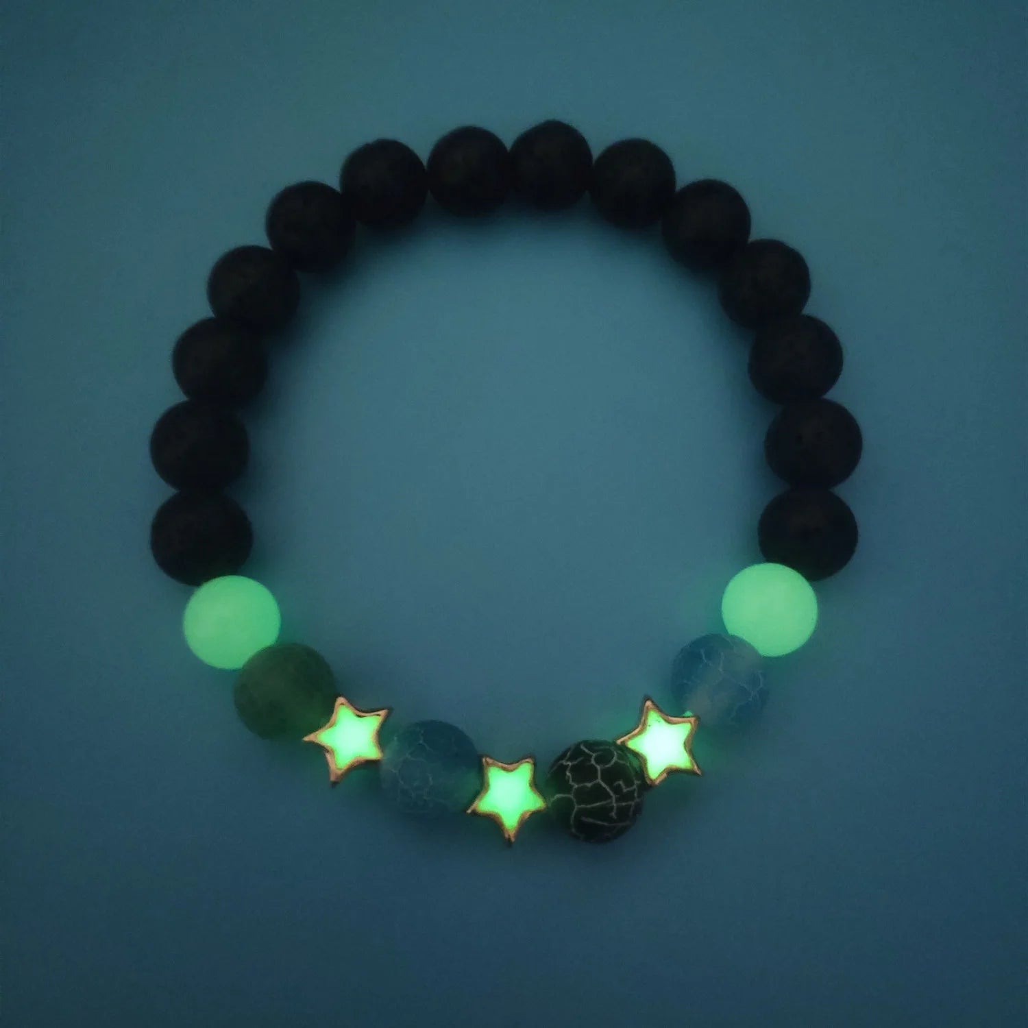 Luminous 'Glow In The Dark' Night Sky and Other Patterns Natural Volcanic Stone Bracelets SELECTION - ALOE WINGS STORE