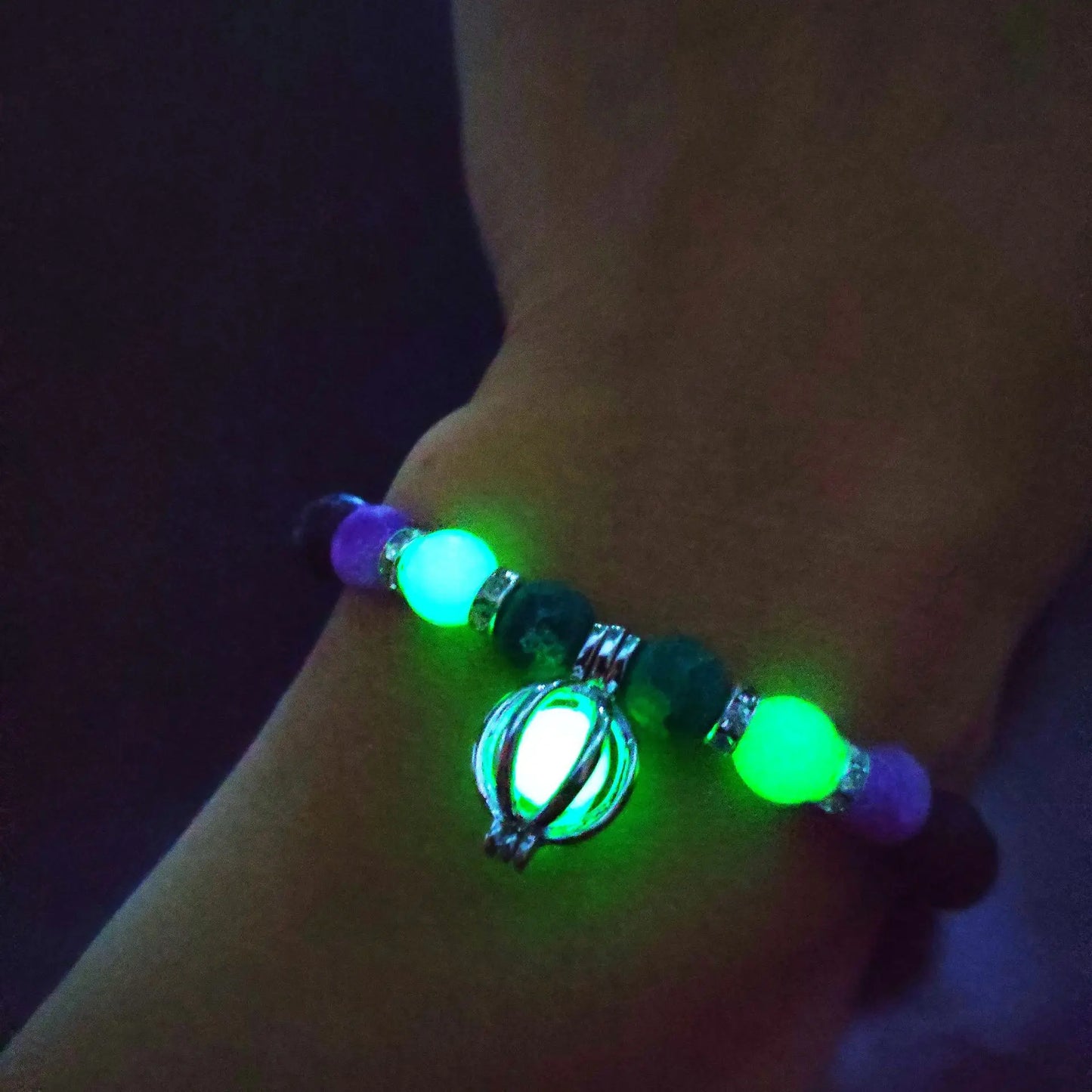 Luminous 'Glow In The Dark' Night Sky and Other Patterns Natural Volcanic Stone Bracelets SELECTION-ALOE WINGS STORE