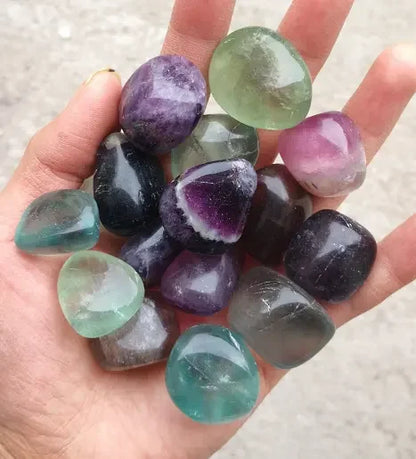 Vibrant fluorite tumbled stones for focus, learning, and harmonizing energy