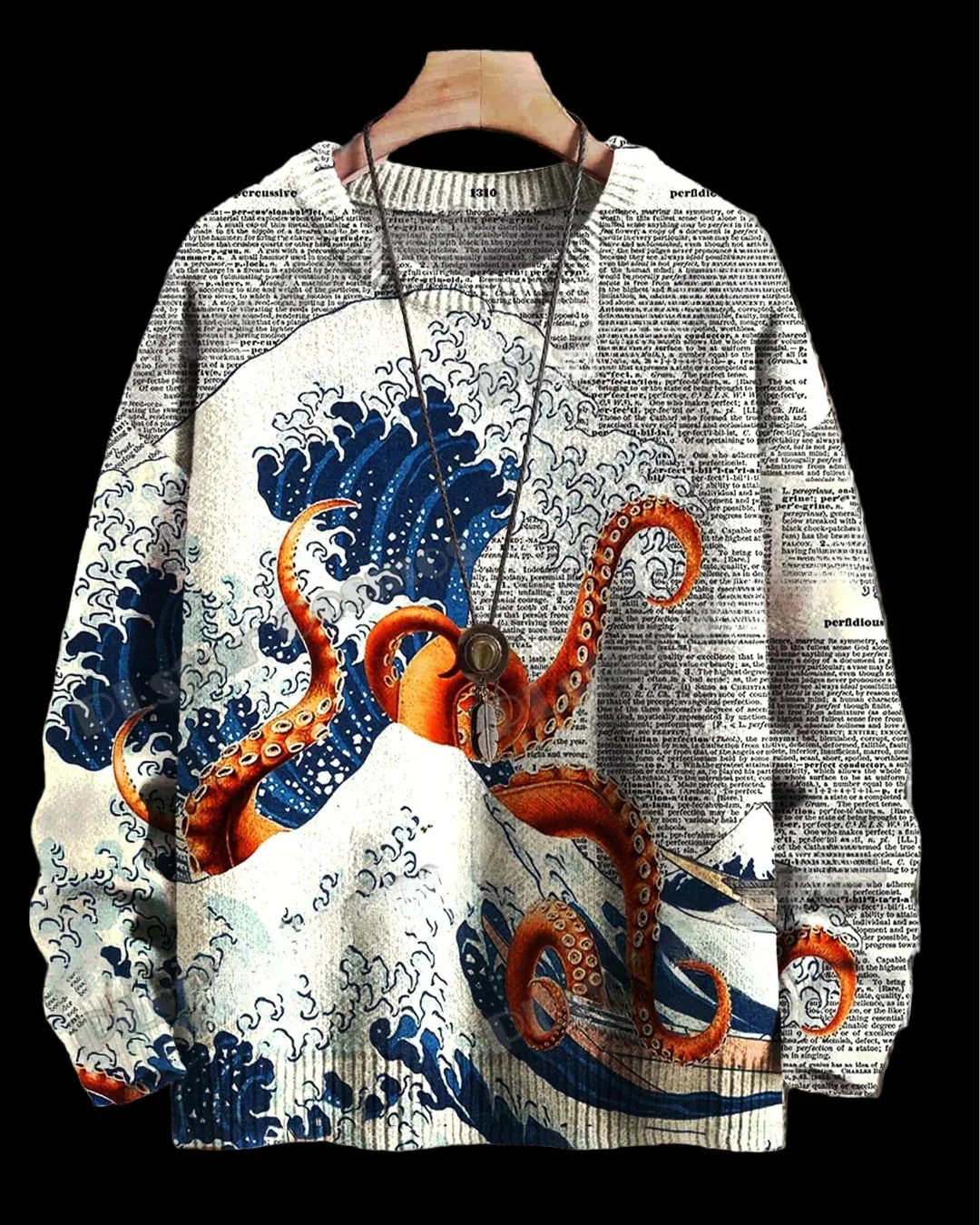 Sweatshirt with an octopus design on a black background