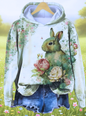 Front view of cute rabbit floral hoodie for women