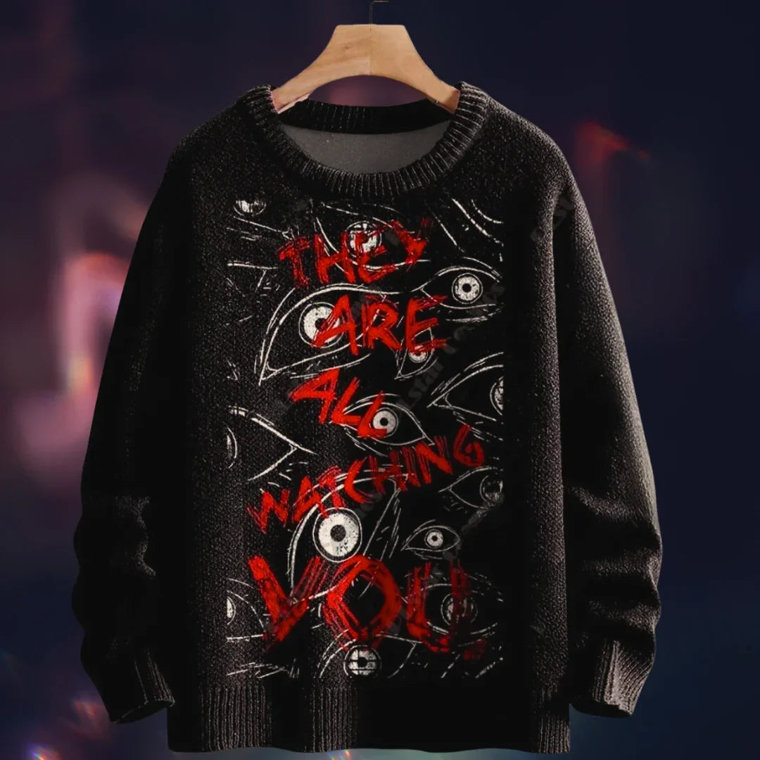 They Are Watching You’ 3D Horror Halloween Sweatshirt – Gothic Unisex Top
