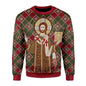 Retro Christian 3D Printed Sweatshirt for Men – Autumn Fashion Pullover with Religious Pattern, O-Neck Knit Sweater for Daily Wear