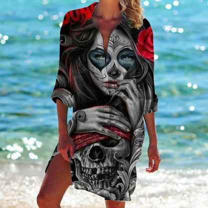 1.Boho Style Summer Cover-Up – Women's Tropical Print Beach Blouse Selection