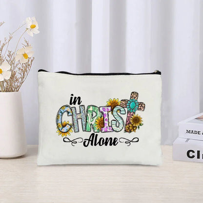 Inspirational Christian Canvas Makeup Bag - Faith-Based Travel Pouch & Scripture Accessory Organiser