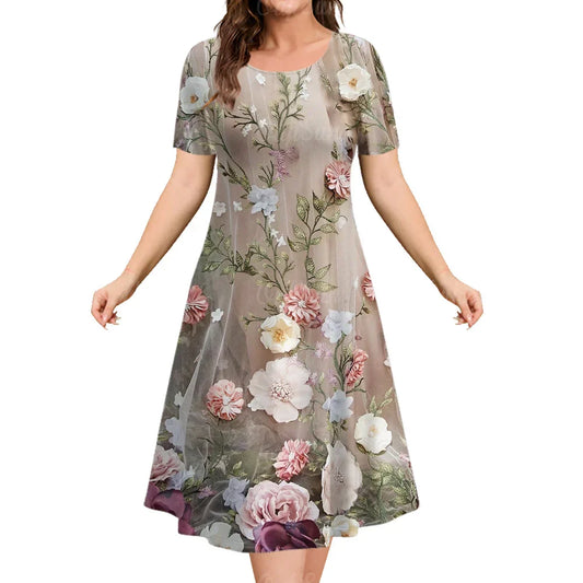 Earthy Floral Ladies Sun Dress - ALOE WINGS STORE